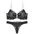 thumbnail image 2 of Vrotazzy Womens Thin Cup Lace Bra Set Shaped Push Up Underwear Matching Panty, 2 of 3