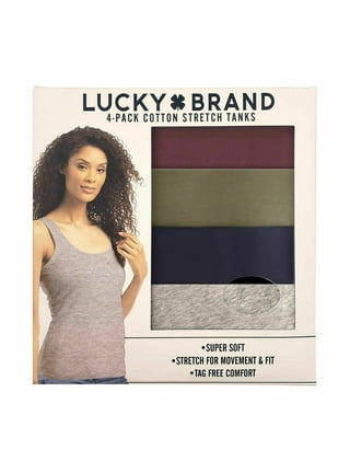 Lucky Brand Women's Cotton Stretch Tank Tops 4 Pack, Black/Gray/White XL