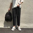 thumbnail image 4 of Pantalones de traje masculino de seda de hielo fluido 9 Pantalones de verano para hombre de negocios recortados Pantalones holgados y refrescantes Sastrería social Pantalones rectos drapeados, 4 of 5