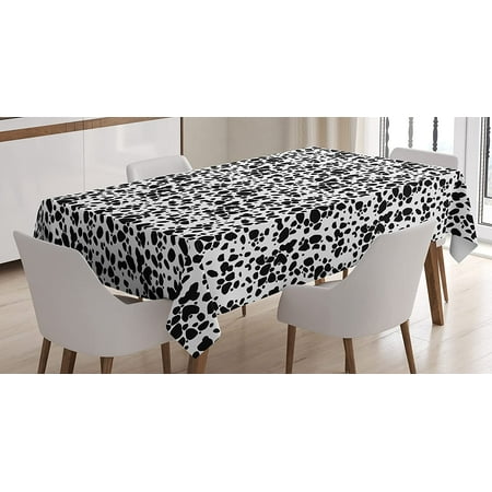 

Mindunm Dalmatian Dog Print Tablecloth Monochrome Blots Puppy Spots Fur Pattern Fun Spotted Dog Pets Animal Design Art Rectangular Table Cover for Dining Room Kitchen Decor 60 X 84 Black White