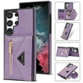 thumbnail image 1 of K-Lion Crossbody Leather Wallet Case for Samsung Galaxy S23 Ultra,with Card Holders Zipper Pocket Kickstand Function Adjustable Shoulder Strap Shockproof Purse Phone Case, Purple, 1 of 6