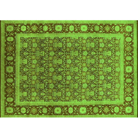 Ahgly Company Indoor Rectangle Oriental Green Traditional Area Rugs, 4' x 6'