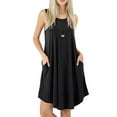thumbnail image 2 of Coduop Women Casual Sleeveless Tank Dress Beach Sundress A-Line Swing Flowy Dress,with Pocket, 2 of 5