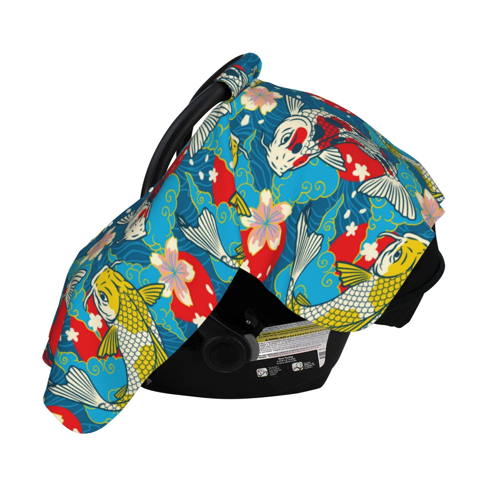Naloa Japanese Koi Baby Car Seat Cover, Breathable Baby Carrier Cover, Multiuse Baby Carrier Cover & Nursing Breastfeeding Cover