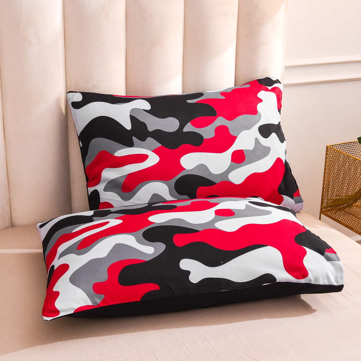 Btargot Mysterious Forest Camouflage Twin Comforter Set for Boys Kids Teens Girls Red Microfiber Bedding Set
