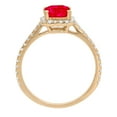 thumbnail image 2 of 1.86 ct Emerald Cut Simulated Ruby Solitaire with Simulated Diamond Accents 14K Yellow Gold Womens Engagement Ring, 2 of 5
