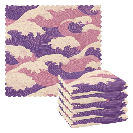 

Yayeee Dish Cloths for Washing Dishes Set of 6 Microfiber Strong Absorbent Towels Purple Wave Pattern