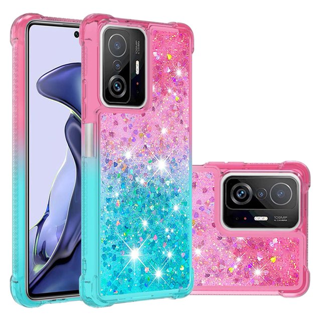 Funda para Xiaomi 11T/11T Pro 5G Transparente con Brillos Carcasa Protectora Antigolpes con Glitter Brillante