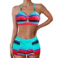 thumbnail image 1 of Women Plus Size Tankini, Tummy Control Swimsuits Two Piece with V Neck and Removable Pads, Soft Stretchy Fabric Swimwear for Beach, Pool, Summer Vacation, 1 of 5
