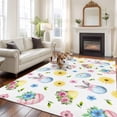 thumbnail image 2 of 5x8 Area Rugs for Living Room, Easter Non Slip Area Rugs for Kitchen Bedroom Entryway, Spring Watercolor Bunny Eggs Daisy Flowers Washable Carpet Runner Rug Floor Mats for Bedroom Home Decor, 2 of 8