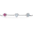 thumbnail image 2 of Gem Stone King 925 Sterling Silver Bracelet for Women Round Pink Moissanite Aquamarine (1.42 Cttw), 2 of 4
