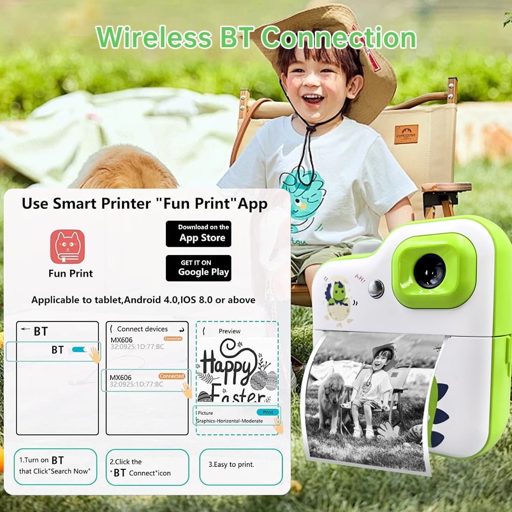 Label printer,3 Rolls White Support 1080p Video White Print Paper Camera Thermal Printer Screen Camera Support 2.4 Inch Screen With 3 Rolls Thermal Printer 2.4 Printer 2.4 Inch Inkless With 3