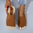 thumbnail image 4 of B91xZ Women's Rhinestone Flat Sandals Cross Strap Open Toe Summer Slide Sandals,Brown 9.5, 4 of 5