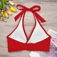 thumbnail image 6 of HNMKIU Women's Elegant Strappy V-Neck Solid Full Coverage Tankini Top For Beach and Pool Bathing Suits for Women Z01_Red,L, 6 of 6