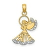 14K Two Tone Gold Angel With Faith Charm Pendant