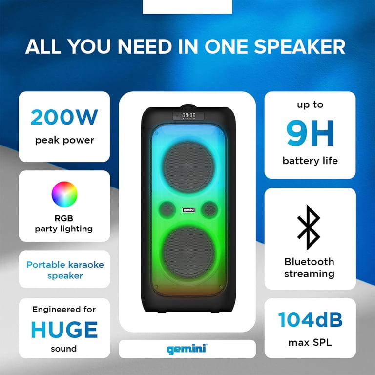 Gemini GGO Series Portable Bluetooth TWS Dual-Woofer Karaoke Boom