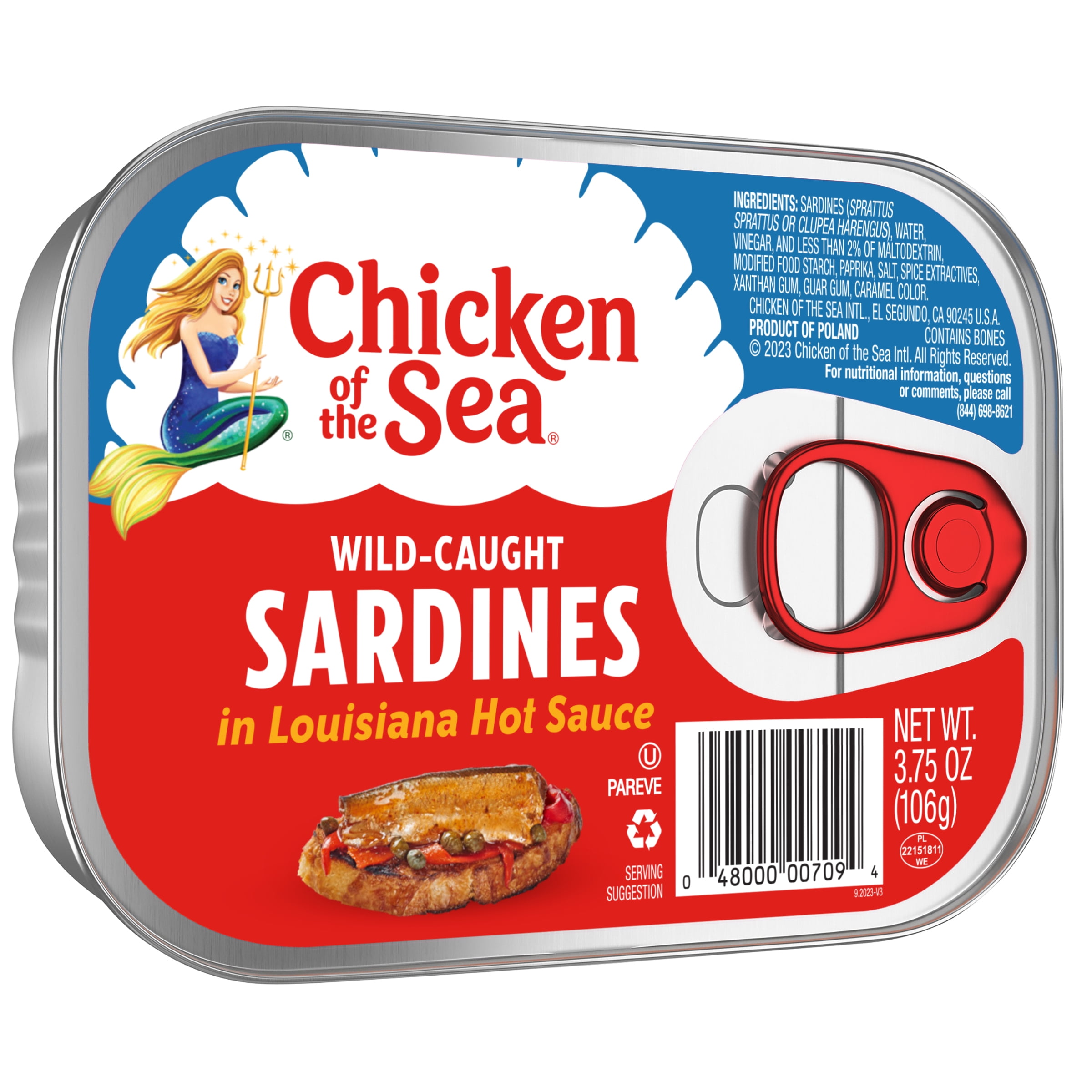 (18 pack) Chicken of the Sea Sardines, In Louisiana Hot Sauce, 3.75 Oz