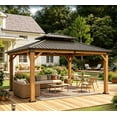 thumbnail image 2 of Sunmthink 12'x14' Outdoor Hardtop Gazebo, Cedar Wood Pavilion with Galvanized Steel Double Roof, for Patio, Garden, Deck, 2 of 10