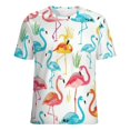 thumbnail image 5 of Flamingo Pattern Women's T-Shirt Short Sleeve T Shirts Tops Tee Ladies Loose T, 5 of 6