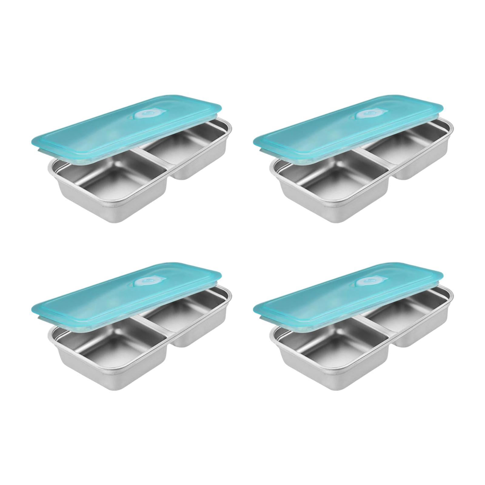 Fiocias 4 Pieces Stainless Steel Snack Container Bento Box Food Containers Sealing Lunch