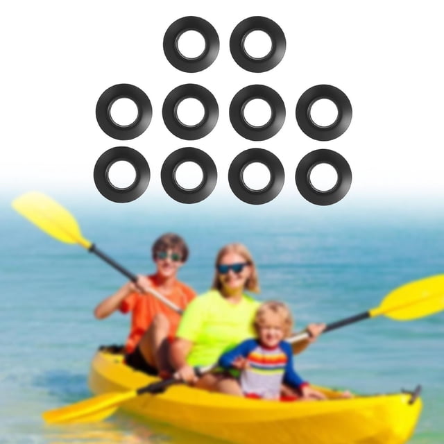 10 piezas Anillos de goteo de paletas de kayak, anillos de goteo del eje de paleta, paleta impermeable Negro
