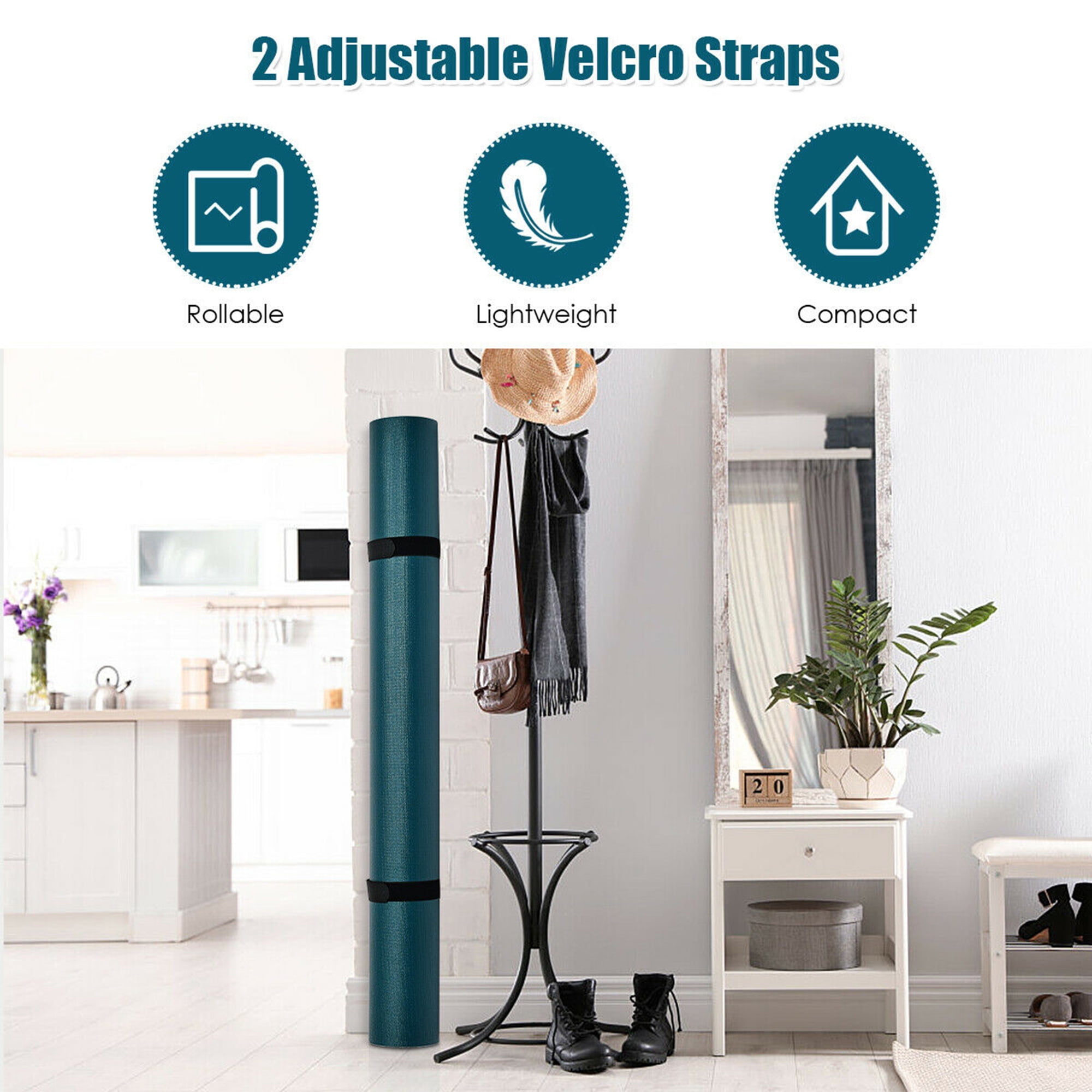 6 x 4 Feet Large Yoga Mat Blue Costway