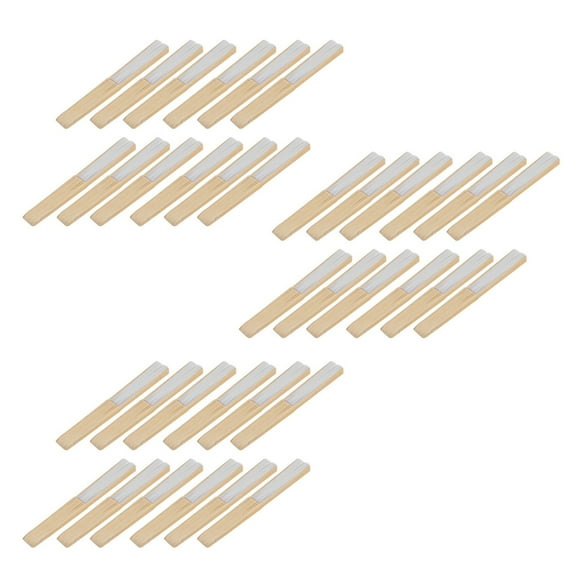 36x Ventiladores de Mano Ventilador de Papel Blanco Plegables de Bambú Ventilador Plegable Mano