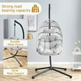 thumbnail image 3 of Heavy-Duty Outdoor Egg Chair with Stand & Cushion, Weatherproof Hanging Swing Seat for Balcony & Backyard (Light Gray), 3 of 9
