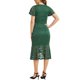 thumbnail image 3 of INSPIRE CHIC Vestidos Elegantes de Encaje Floral para Mujeres con Escote en V, Mangas Cortas con Volantes, Vestido de Cóctel Sirena Bodycon Verde Oscuro M, 3 of 5