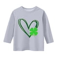 thumbnail image 2 of T-Shirt de la Saint-Patrick pour Filles, Mignon T-Shirt Graphique à Manches 3/4 Col Rond avec Imprimé Irlandais, Hauts Décontractés Printemps Été pour Vacances, Fête d'Anniversaire et Usage Quotidien Gris 130, 2 of 5