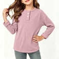 thumbnail image 2 of QIbmong Infants Toddler Girls Long Sleeve Shirts Crew Neck Ribbed Knit Tops Kids Casual Fall Winter Looses Pullover Undershirts for Back to School(7-8Years,Pink), 2 of 9
