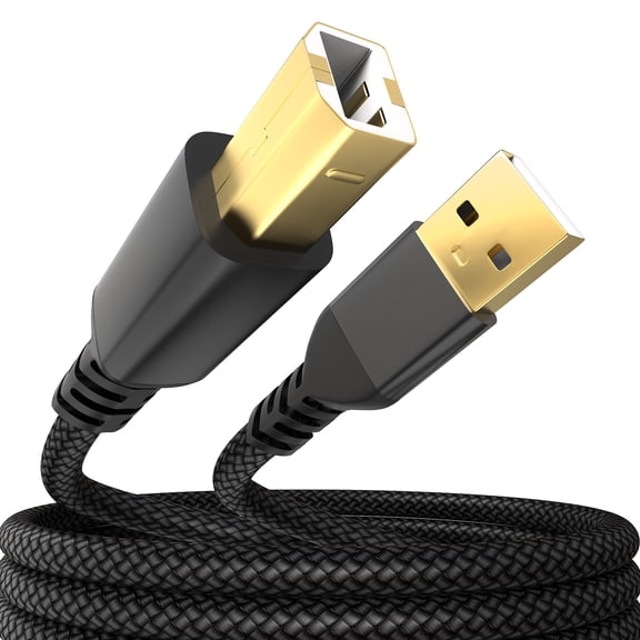 Sinoacc USB A to USB B 2.0 Printer Cable, Nylon Braided High Speed Printer to USB Cable Cord Compatible with HP Canon Dell Epson Brother Lexmark Xerox Piano DAC, Gold-Plated Connectors, 3.3Ft