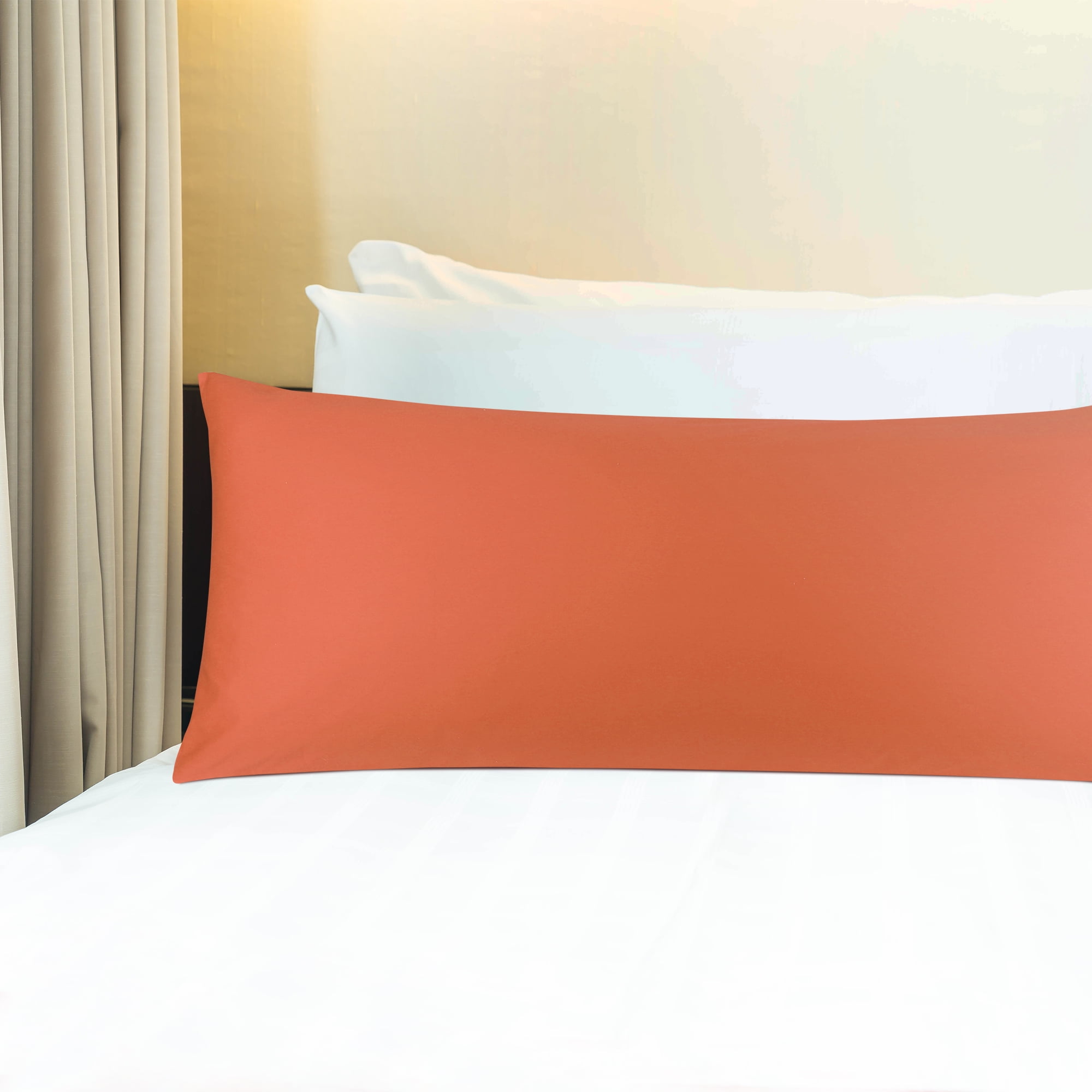 3 Pack Breathable Egyptian Cotton Body Pillow Covers, 20" x 72", Orange