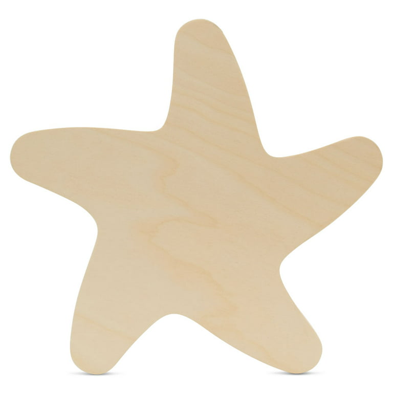 Unfinished Wooden Starfish Cutout, 12, Pack of 5 Wooden Shapes for Crafts,  Use for Summer, Beach & Nautical Decor and Crafting, by Woodpeckers 