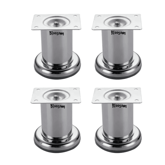 Kit 4 Piezas Pata Bloosom Para Sofá Acero Redonda 10cm Cromo C/tornillos Plata
