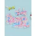 thumbnail image 3 of Bagilaanoe Toddler Baby Girls Swimsuits 3 Piece Bikinis Set Print Camisole Bra + Shorts + Ruffle Skirt 9M 12M 18M 24M 3T 4T Kids Swimwear Bathing Suit Beachwear, 3 of 9