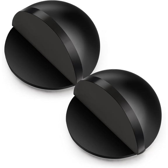 2 Pcs Self Adhesive Door Stoppers, Stainless Steel Floor Door Stop Wall Protector, Half Dome Floor Gate Stopper for Living Room, Bedroom, Bathroom, Office (Black)
