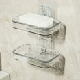 thumbnail image 4 of Wall Mounted Double Layer Soap Dish Holder Non Slip Drainable Bathroom Organizer Universal Size Tabletop Storage Shelf, 4 of 4
