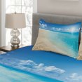 thumbnail image 2 of Ambesonne Beach Quilted Coverlet 3 Pcs, Sunny Seashore and Shells, King Size, Aqua Cream Blue, 2 of 4