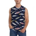 thumbnail image 3 of Uemuo Sardine Pattern Men's Sleeveless T-Shirt,Muscle Athletic Tank Top, Moisture-wicking Quick-dry Breathable Classic Tee Top for Gym Run Outdoor Sports-Large, 3 of 8