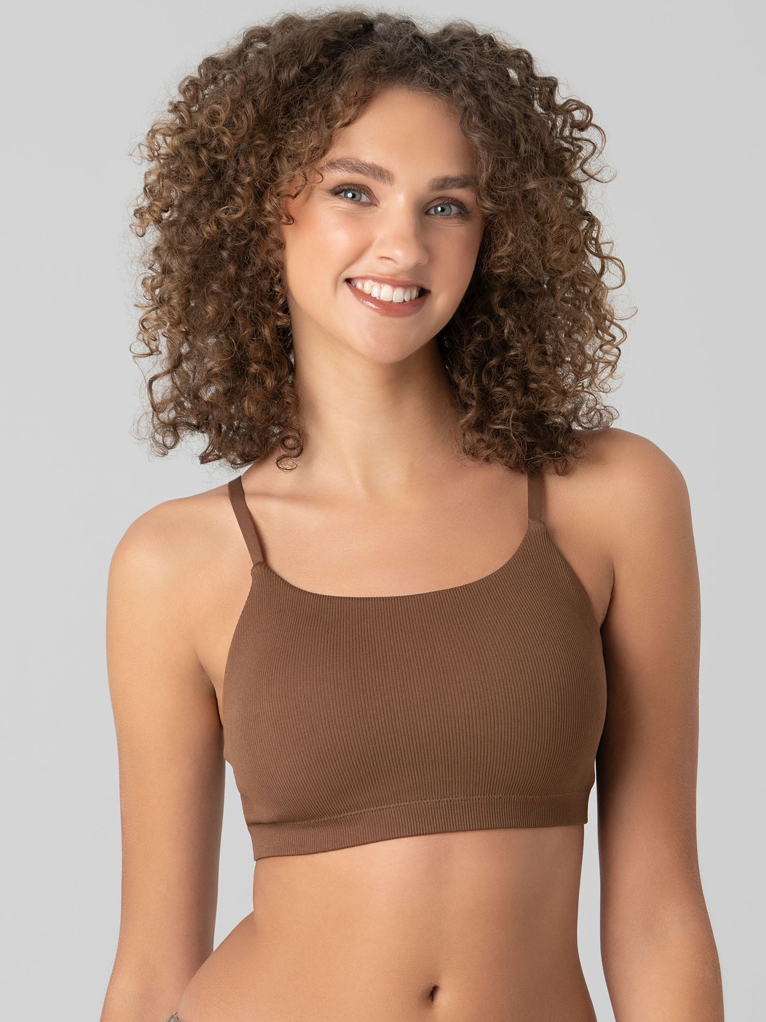 No Boundaries Seamless Ribbed Cami Bralette, Women’s and Women’s Plus, Sizes XS-3XL