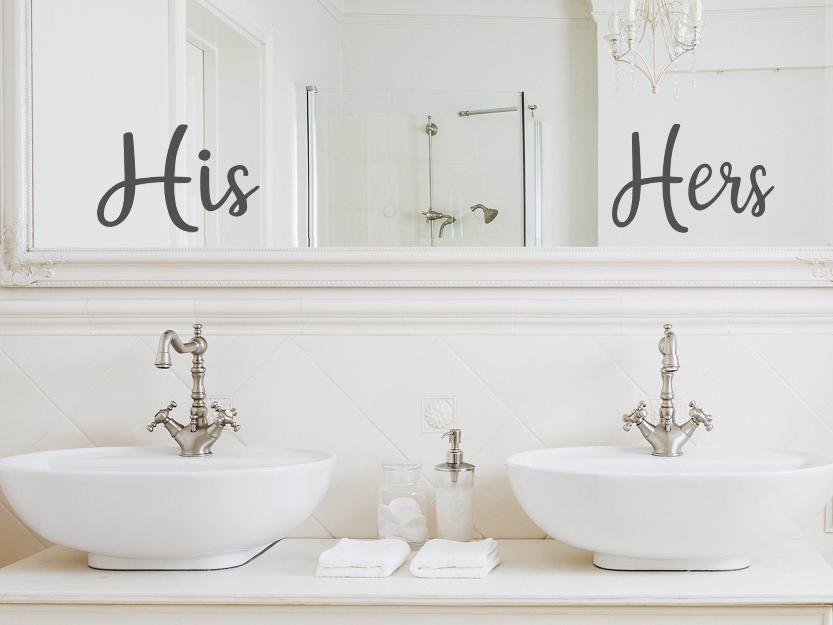 His And Hers Bathroom Mirror Decals