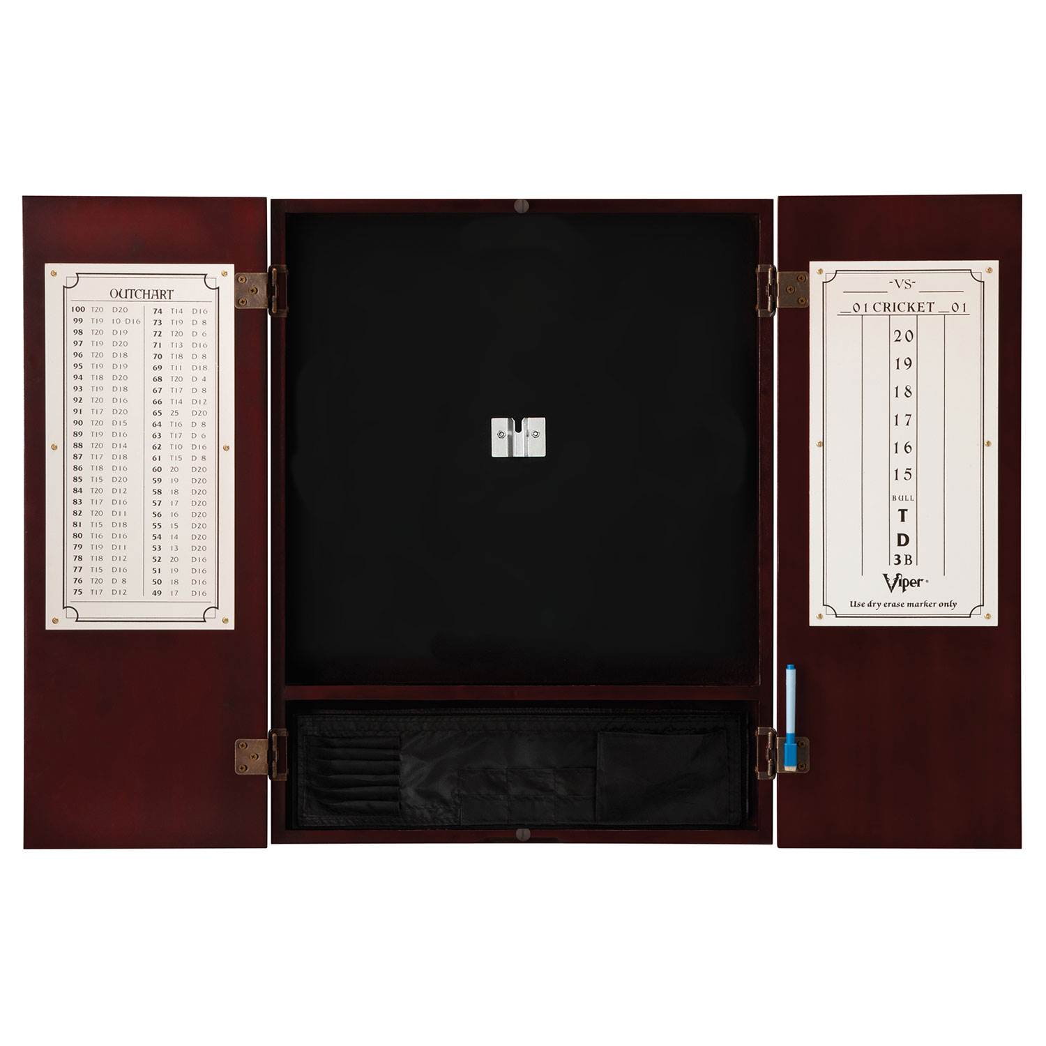 Viper Mahogany Finish Metropolitan Sisal Bristle Steel Tip Dartboard Cabinet