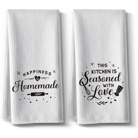 Funny Halloween Decor Handmade Dish Cloths&Towels for Kitchen,Flour Sack Hand Rag,Farmhouse Décor 18"x26",Seasoned Absorbent Drying,Gifts for Housewarming Christmas,2 Pack -White