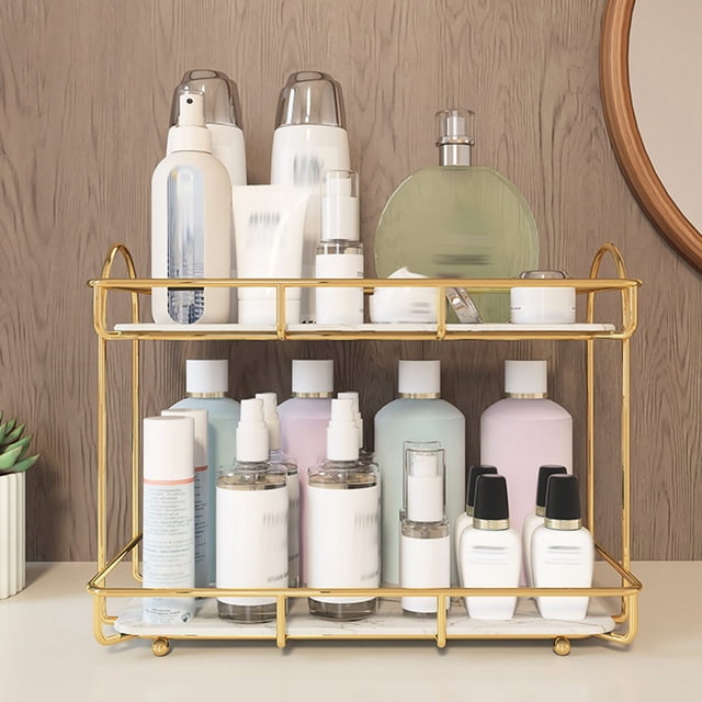 Light Luxury Countertop Makeup Organizer Skin Care Products Perfume Organizer for Cosmetics Bathroom Storage Rack C