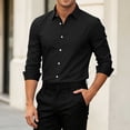 thumbnail image 5 of Stamzod Button Up Shirt Men Business Casual Color Block Long Sleeve Office Dress Shirts Men's Clothing Black XXL, 5 of 7
