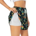 thumbnail image 2 of Bixox Women's Colorful Turtles pattern 2 in 1 Running Shorts - Lightweight Athletic Workout Gym Yoga Shorts Liner with Pockets - Medium, 2 of 7