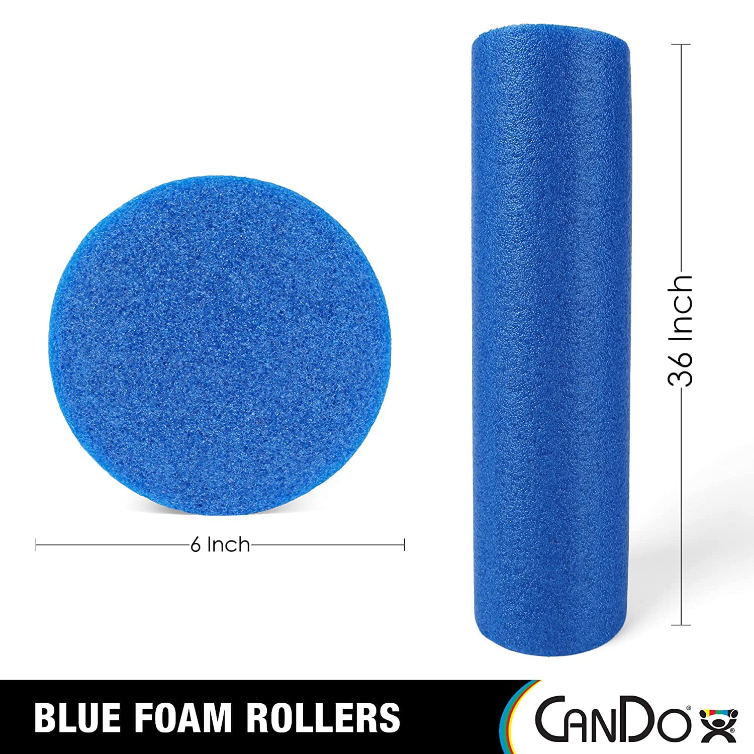 Blue PE Foam Rollers for Fitness, Exercise Muscle Restoration, Massage Therapy, Sport Recovery and Physical Therapy Homes, Clinics, Gyms 6" x 36" Round
