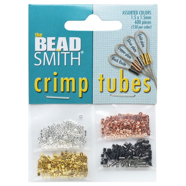 The Beadsmith Crimp Beads, Tube 4 Pack 1.5x1.5mm, 600 Pieces, 4