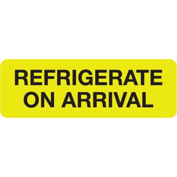 Refrigerate On Arrival Labels for Medical Specimens and Vaccines, 3" x 1", Fluorescent Yellow/Black, , 250 Stickers/Box, Cold Chain Compliance, Permanent Adhesive
